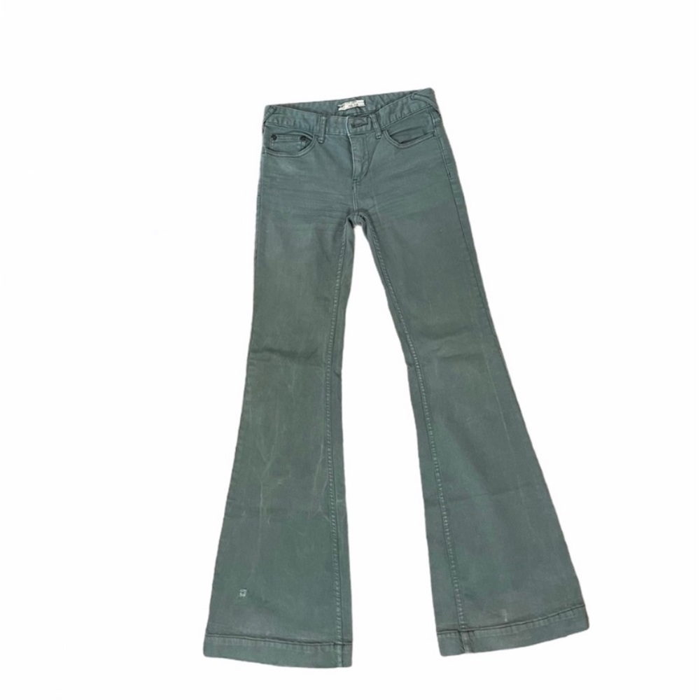 Free People Sage Green Bell Bottom Flare Jeans